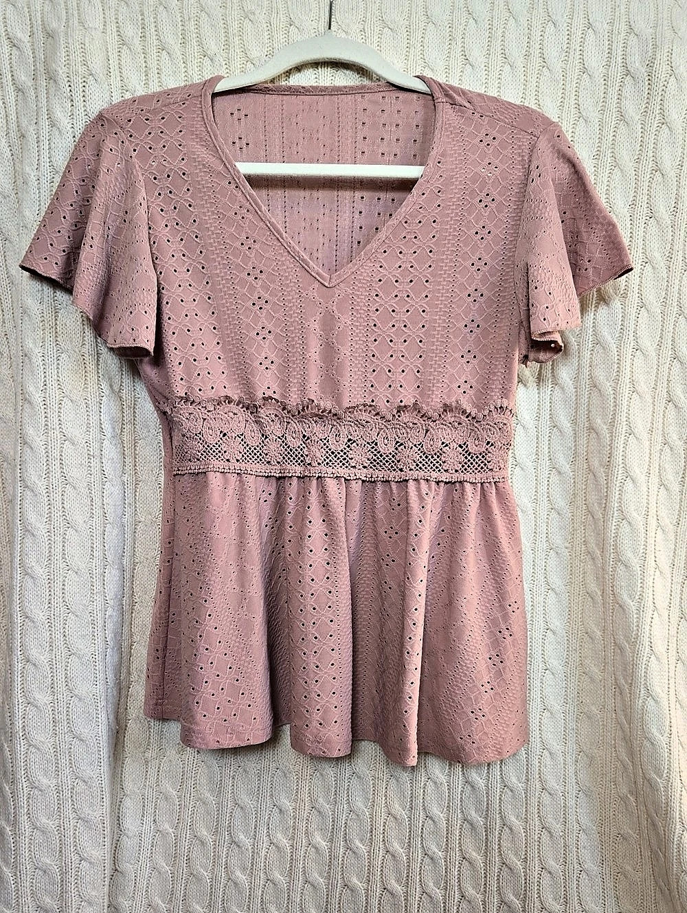 SHEIN Pink Eyelet Mini Dress Size Medium